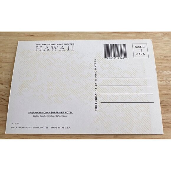 Vintage Waikiki Beach Hawaii Postcard Sheraton Moana Surfrider Hotel Honolulu - Picture 3 of 4